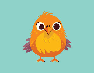 funny orange bird cartoon vector on an isolated background