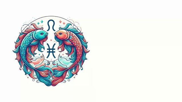 Zodiac pisces astrology signs for horoscope, tarot  and and mystic signs in 4K