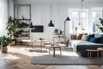 Modern living room interior design in a Scandinavian home.