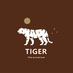 animal tiger natural logo vector icon silhouette retro hipster	