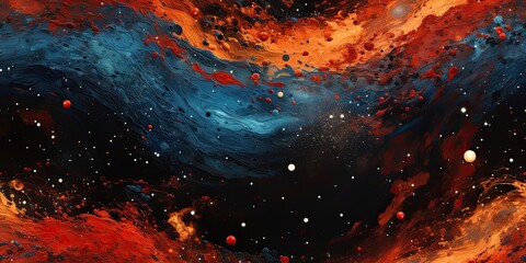 Cosmic Dance of Red and Blue: Abstract Space Artwork