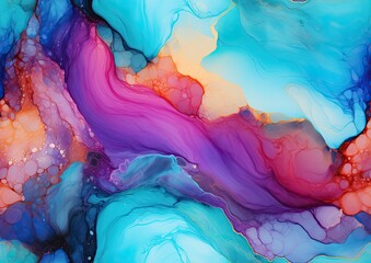 Vivid Alcohol Ink Colors Flow Abstract Background