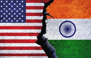 America and India flag together. USA India relation