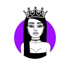 Beautiful woman s face logo design template. Hair, girl, leaf symbol. Abstract design concept for beauty salon, massage, magazine, cosmetic and spa. Premium