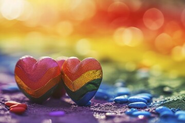 Colorful rainbow hearts for LGBTQ+ Valentines card