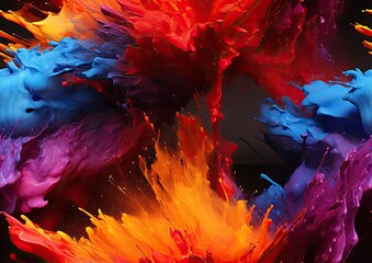 Dynamic Explosive Color Burst in Abstract Art