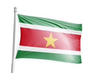 Suriname national flag on white background.