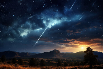 The unexpected appearance of a rare celestial event, such as a meteor shower, captivating...