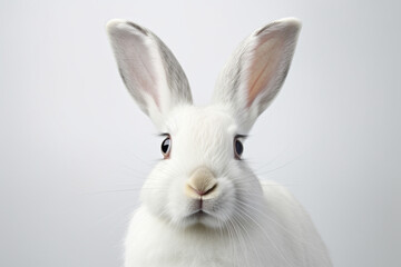 Obraz premium Florida White Rabbit close-up portrait on a white background.
