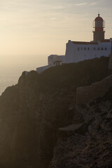 Farol do Cabo de São Vicente, latarnia morska. Sagres Portugalia. Widok z góy. - obrazy, fototapety, plakaty