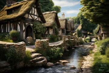A peaceful village nestled in the countryside, where the pace of life encourages a sense of communal tranquility. Generative Ai.