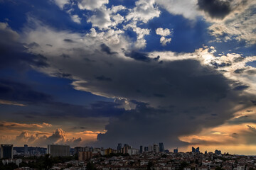 Fototapeta na wymiar Evening sky above the city of Ankara - thу capital of Turkey