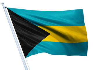 Bahamas national flag on white background.
