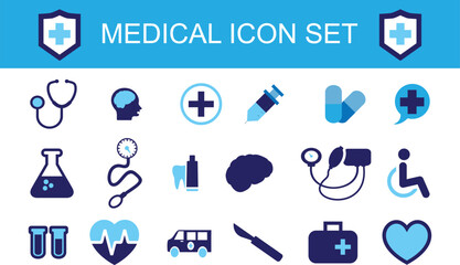 Medical icons medicine, hospital, treatment, healthcare, pills and more Solid vector collection.