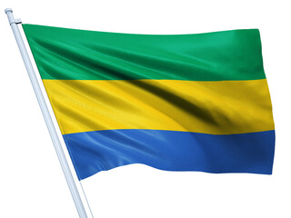 Gabon national flag on white background.