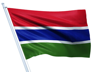 Gambia national flag on white background.