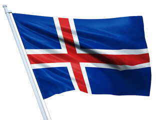 Iceland national flag on white background.