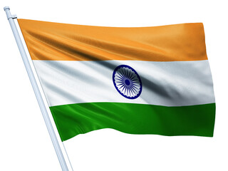 India national flag on white background.