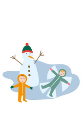 Children Playing on a Snow