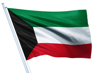 Kuwait national flag on white background.