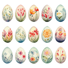 set of easter eggs on white