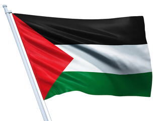 Palestine national flag on white background.