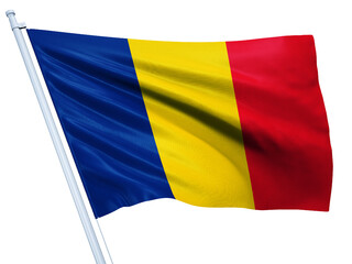 Romania national flag on white background.