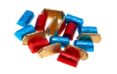 chocolate candies in foil isolated