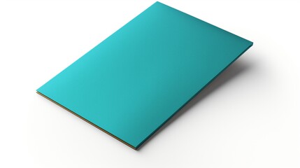 A turquoise invitation card isolated on a clean white surface, the HD image emphasizing its...