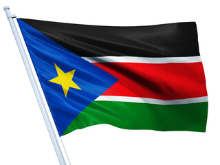 South Sudan national flag on white background.