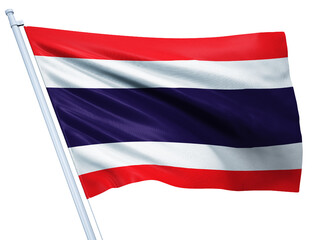 Thailand national flag on white background.