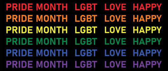 Set of LGBT typography design vectors. Lettering for the celebration of pride month, pride month. Vector illustration.