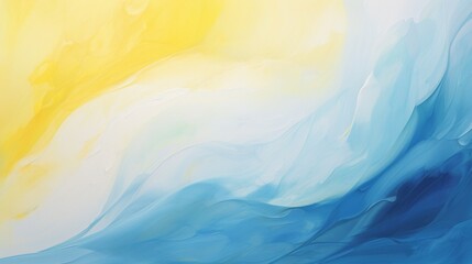 a  vibrant yellow and tranquil blue hues blend together in a gentle swirl of colors, creating a calming and relaxing background that exudes happiness and peacefulness. - obrazy, fototapety, plakaty