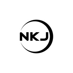 NKJ letter logo design with white background in illustrator, cube logo, vector logo, modern alphabet font overlap style. calligraphy designs for logo, Poster, Invitation, etc.