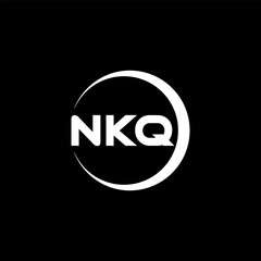 NKQ letter logo design with black background in illustrator, cube logo, vector logo, modern alphabet font overlap style. calligraphy designs for logo, Poster, Invitation, etc.