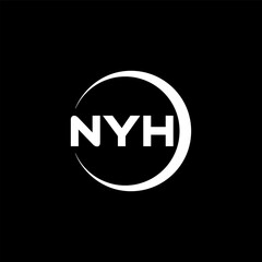 NYH letter logo design with black background in illustrator, cube logo, vector logo, modern alphabet font overlap style. calligraphy designs for logo, Poster, Invitation, etc.