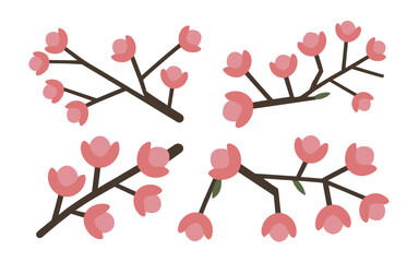 Abstract cherry blossom flowers vector clipart.