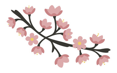 Abstract cherry blossom flowers vector clipart.