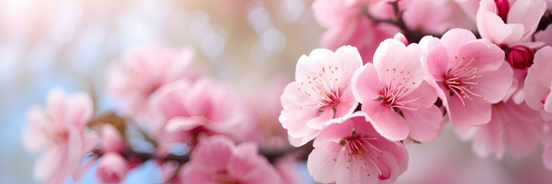 Beautiful spring background visuals, Soft pink sakura flowers images, Close-up sakura flowers photos, Bright natural background stock, Sakura blossoms close-up visuals, Springtime floral scenery stock