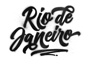 Rio de Janeiro city name written in graffiti-style brush script lettering with spray paint effect isolated on transparent background