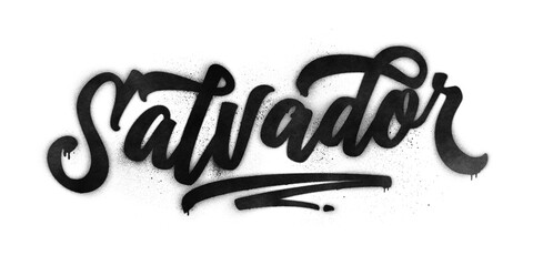 Salvador city name written in graffiti-style brush script lettering with spray paint effect isolated on transparent background