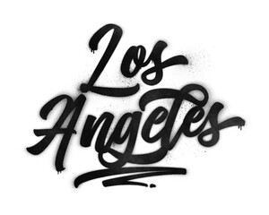 Los Angeles city name written in graffiti-style brush script lettering with spray paint effect isolated on transparent background © HTGanzo