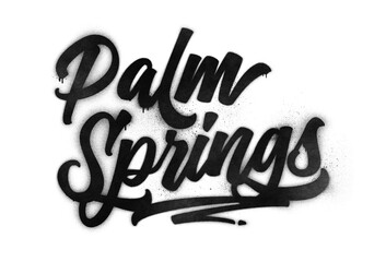 Palm Springs city name written in graffiti-style brush script lettering with spray paint effect isolated on transparent background