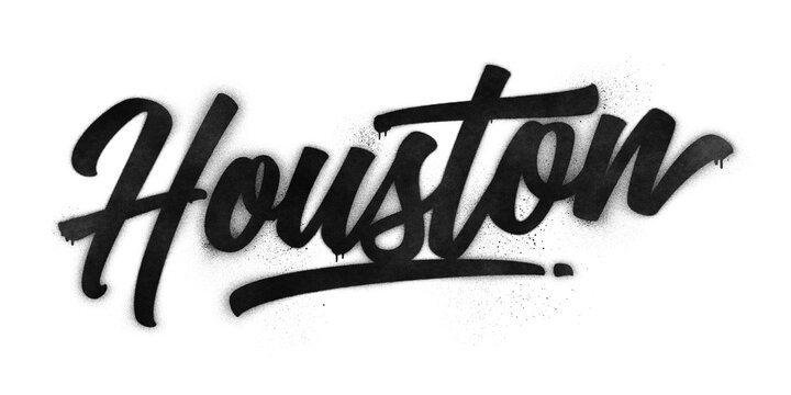 Houston city name written in graffiti-style brush script lettering with spray paint effect isolated on transparent background