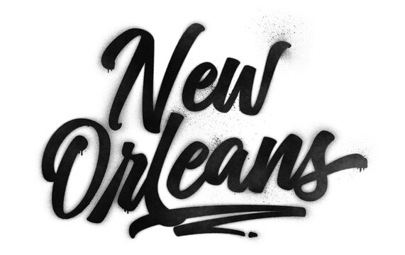 New Orleans city name written in graffiti-style brush script lettering with spray paint effect isolated on transparent background