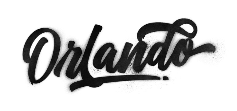 Orlando city name written in graffiti-style brush script lettering with spray paint effect isolated on transparent background