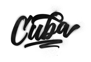 Cuba country name written in graffiti-style brush script lettering with spray paint effect isolated on transparent background © HTGanzo