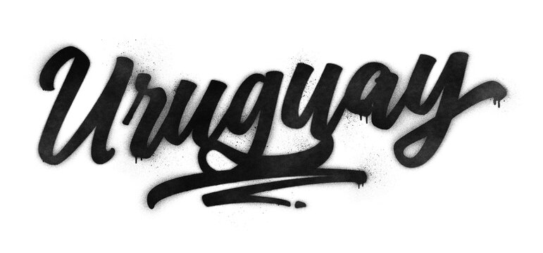 Uruguay country name written in graffiti-style brush script lettering with spray paint effect isolated on transparent background