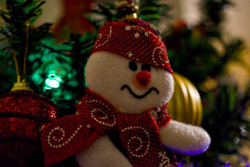 Christmas snowman on a Christmas tree 