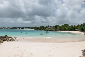 Miami Beach (Enterprise), Barbados, 08.18.2023: view of the tropical beach along the caribbean coast at sunset.